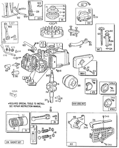 Cyl,oil Fill,piston,mufflers Diagram and Parts List for 111707-3052-XX  Briggs and Stratton Engine